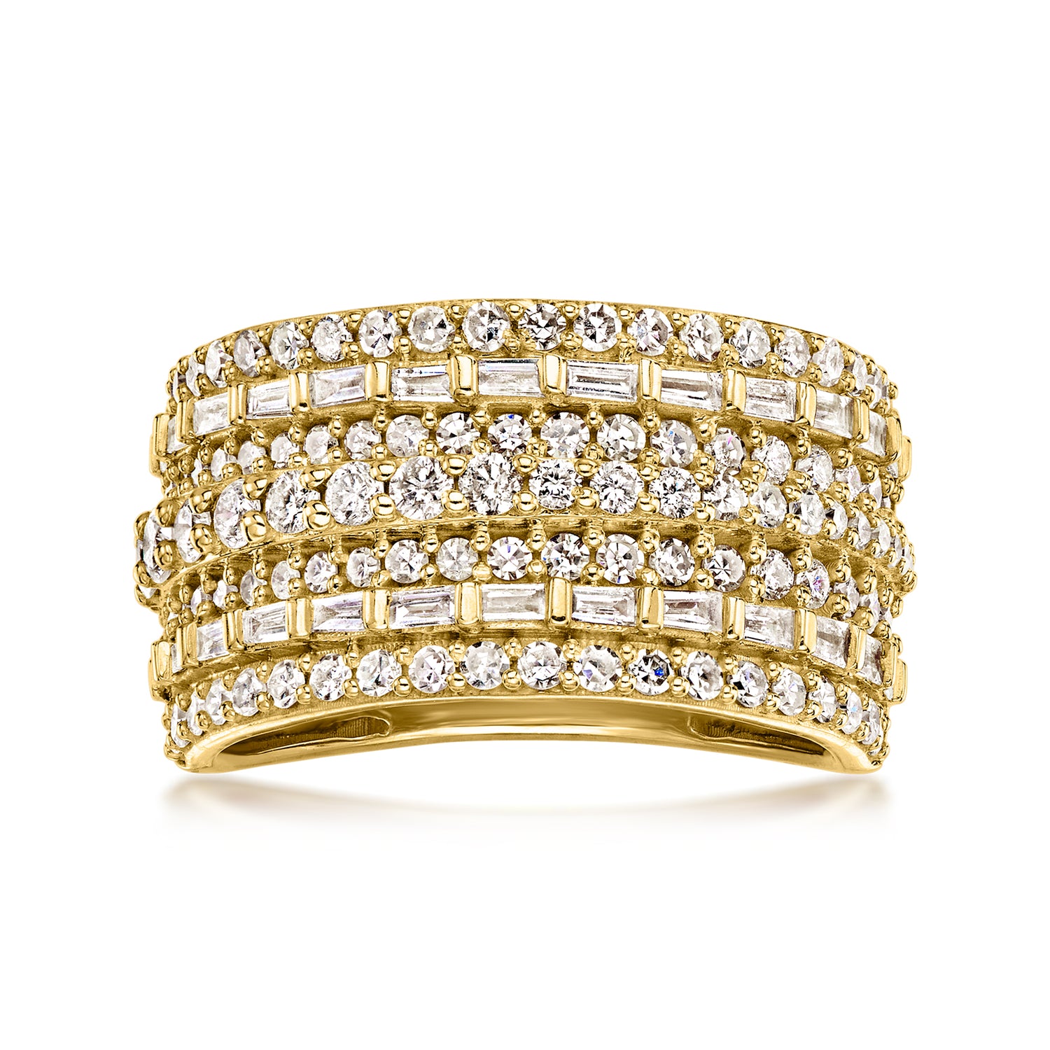 1.50 ct. t.w. Diamond Multi-Row Ring in 18kt Gold Over Sterling