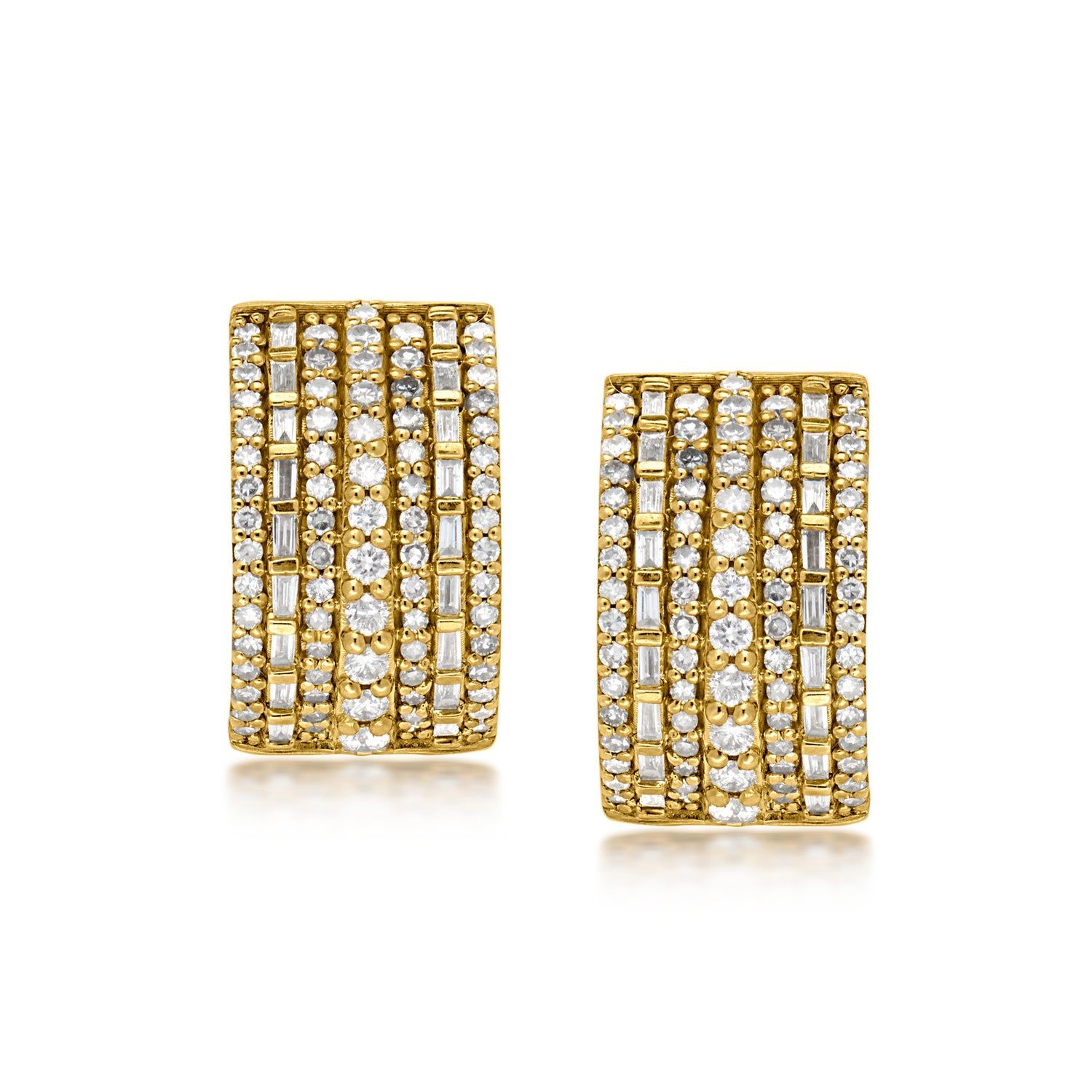 1.50 ct. t.w. Diamond Multi-Row Hoop Earrings in 18kt Gold Over Sterling