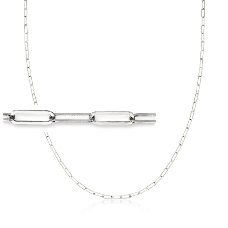Sterling silver paper-clip link necklace with curb chain and open clasp
