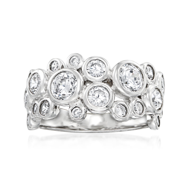 Sterling silver CZ ring with round halo stones and prong-set sparkle