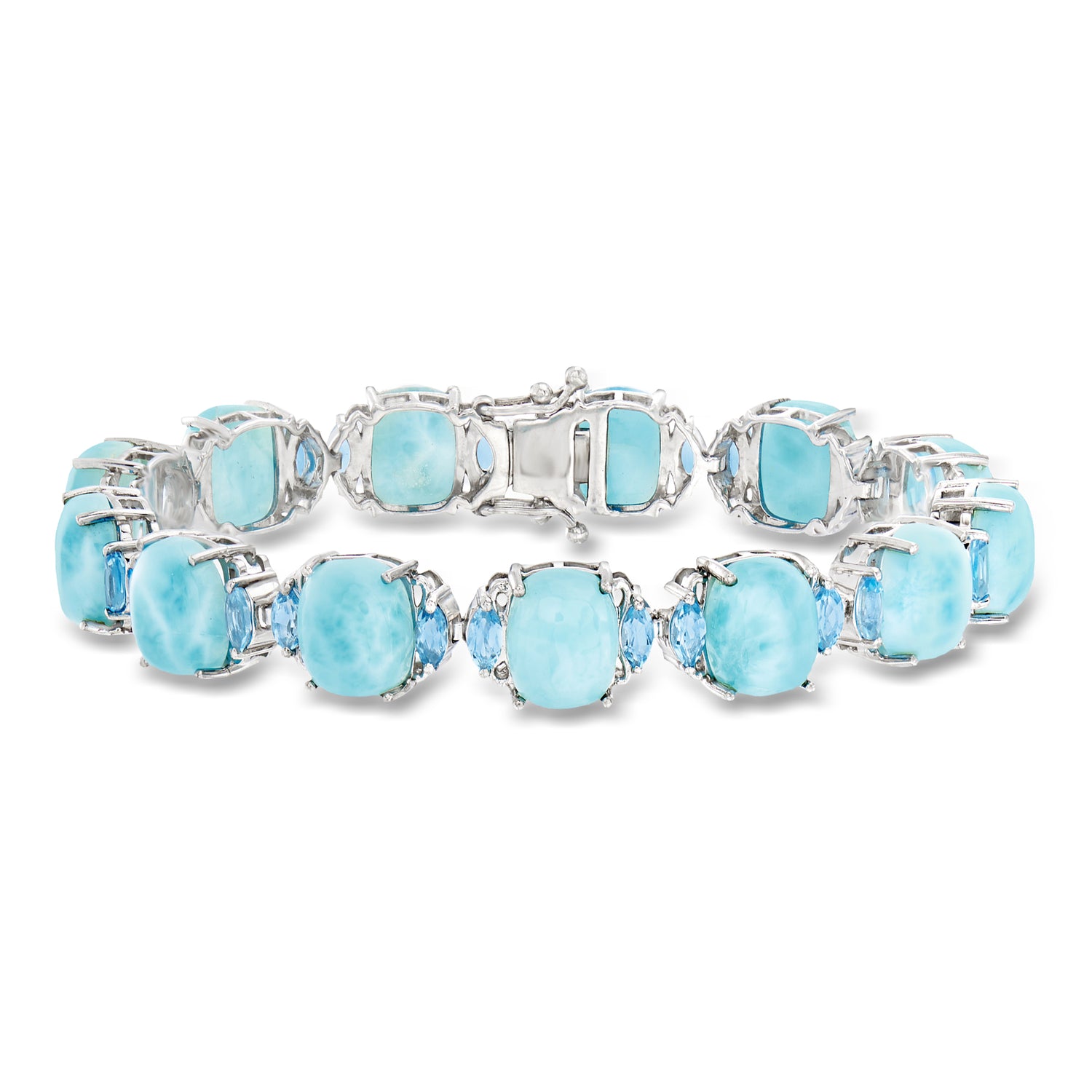 Larimar and 3.80 ct. t.w. Swiss Blue Topaz Bracelet in Sterling Silver