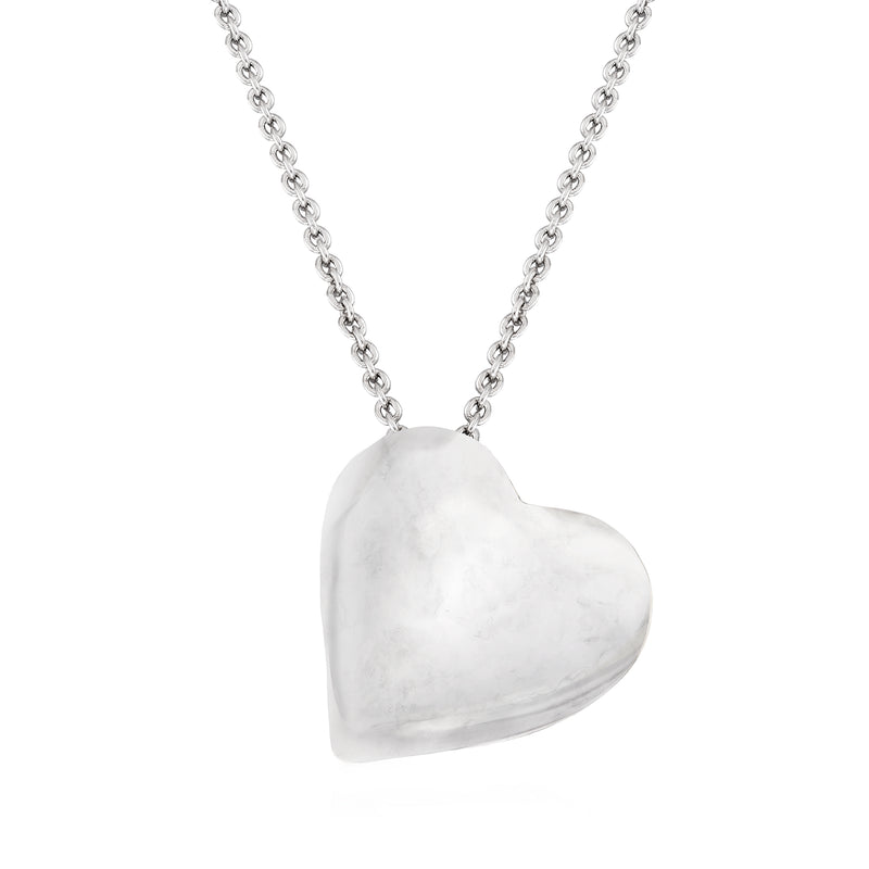 Sterling silver heart pendant necklace with polished heart charm and chain