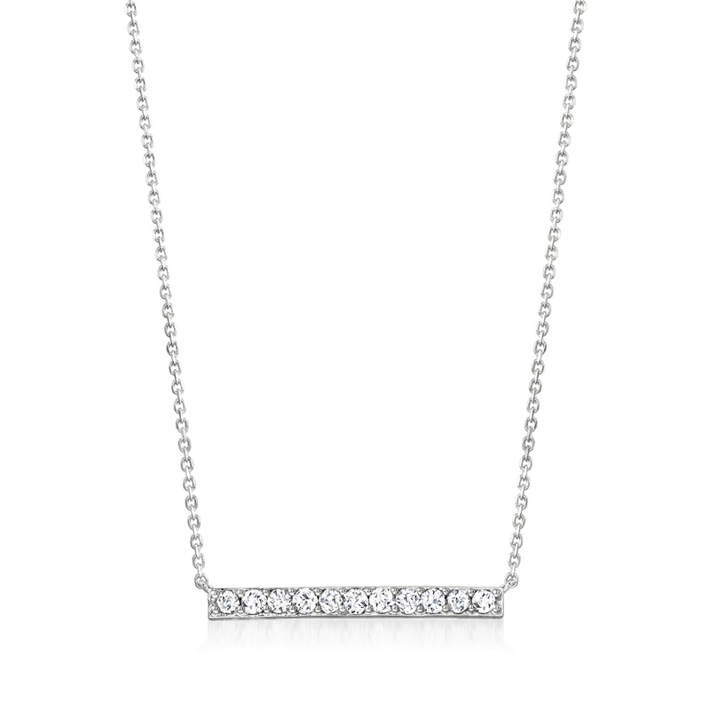Sterling silver diamond bar necklace with round-cut stones