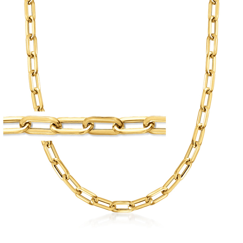 Italian 18kt yellow gold paper clip link necklace with flat bar links