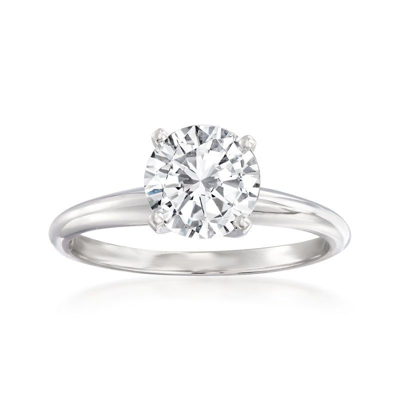 Platinum solitaire diamond ring, 1.50 ct round center stone