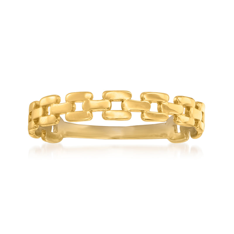 14kt yellow gold square-link ring with chunky square links