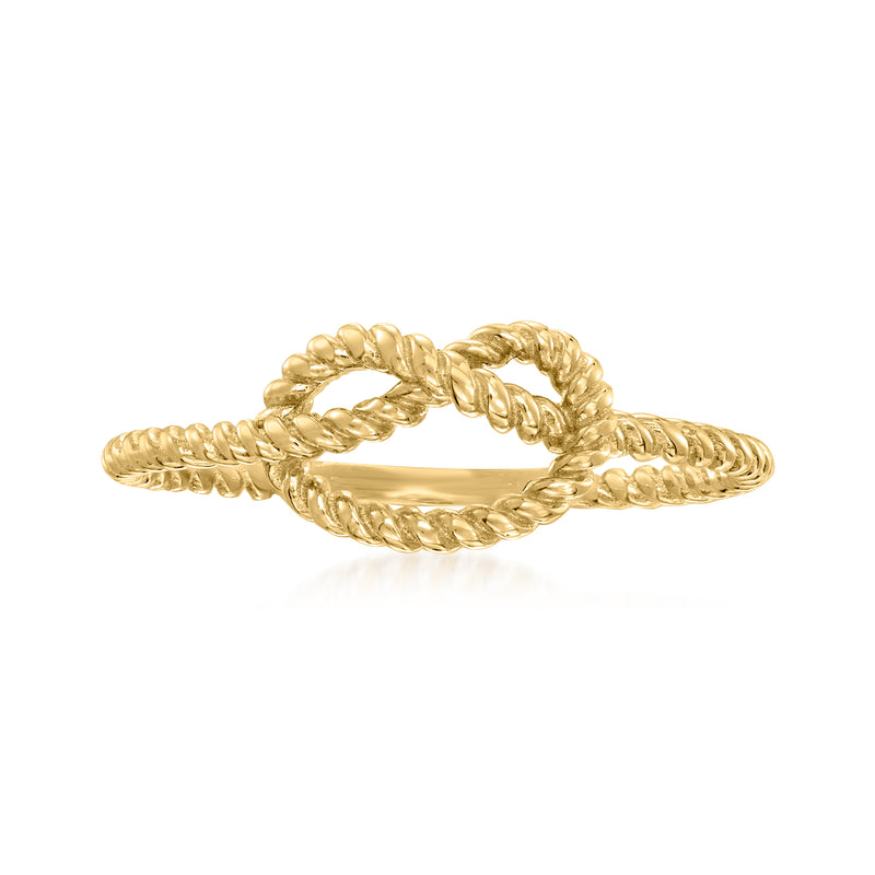 14kt yellow gold rope knot ring with twisted braided band