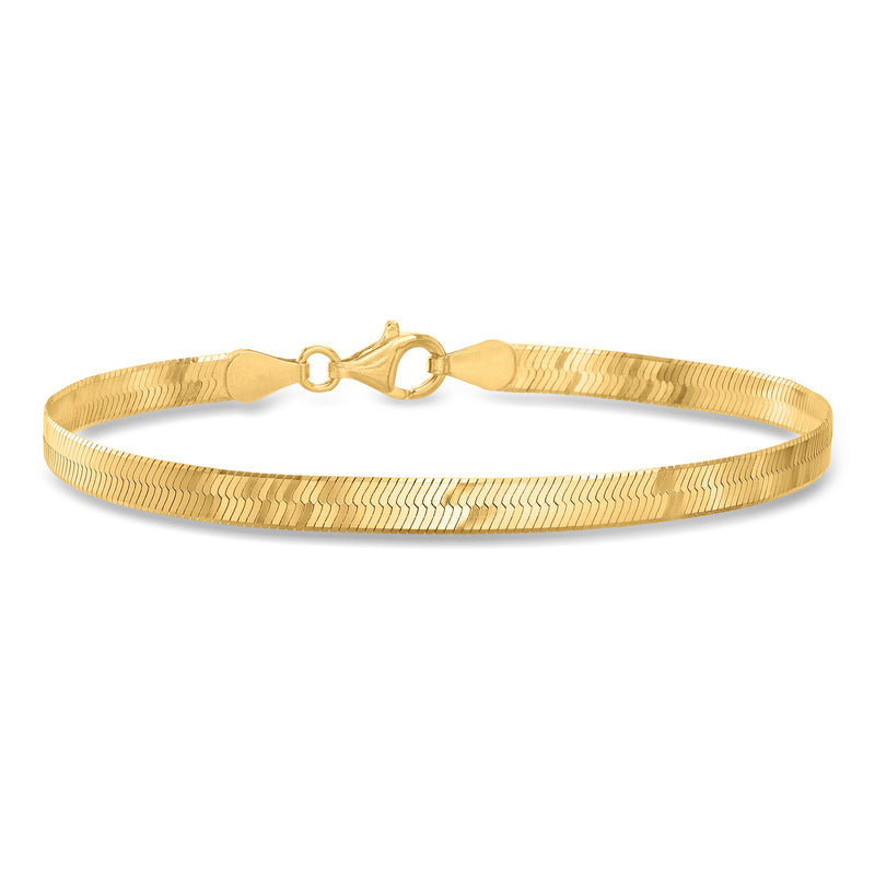 Gold-tone herringbone bracelet with toggle clasp, 4mm links