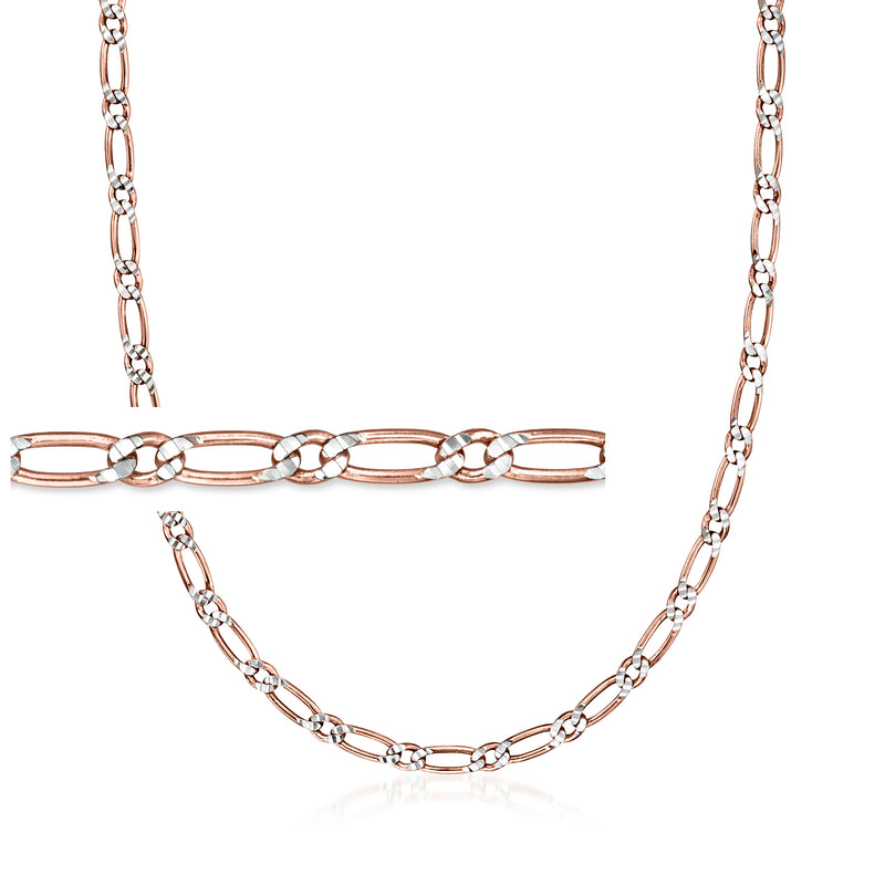 Two-tone sterling silver Figaro-link necklace with oval links