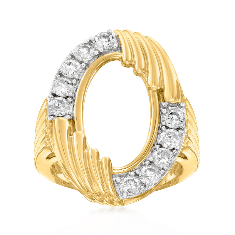 14kt yellow gold open-circle ring with diamond accents