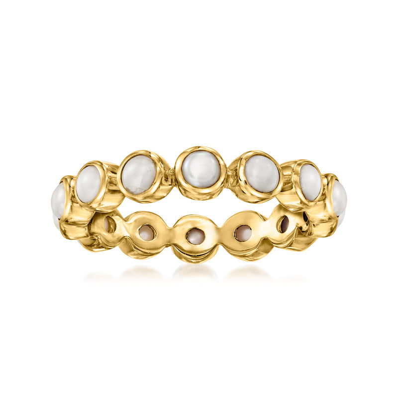 18kt gold over sterling pearl eternity band with round cultured pearls