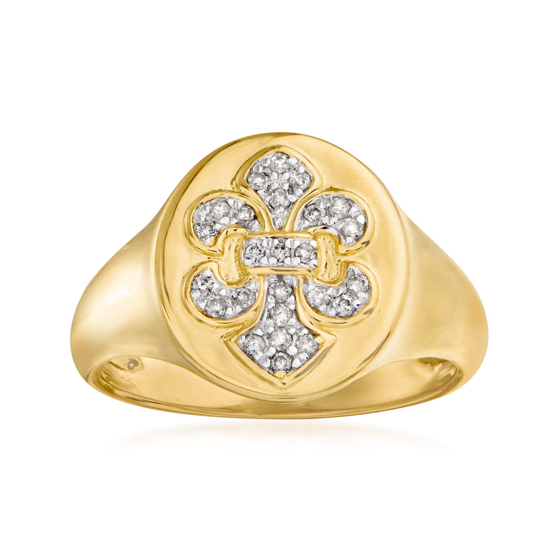 Gold fleur-de-lis diamond-look ring with clustered stones