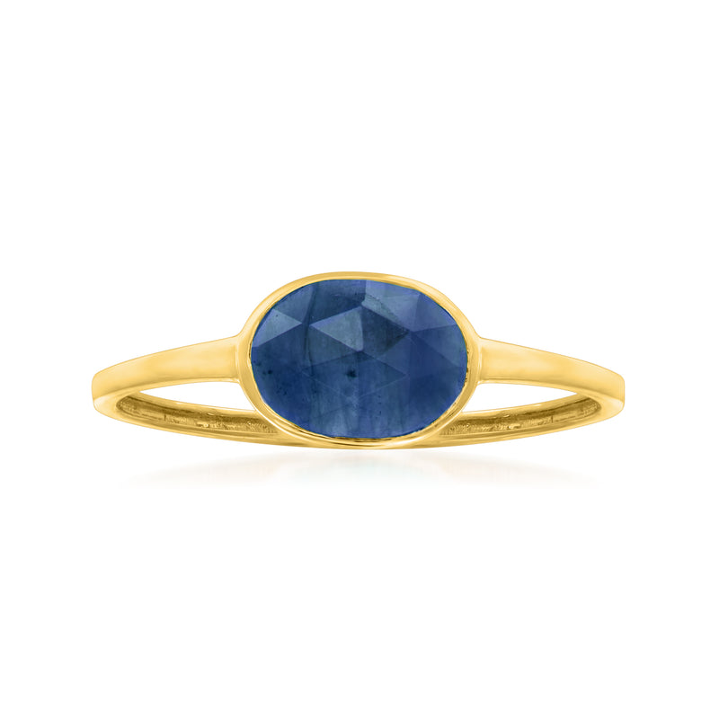 14kt yellow gold ring with oval blue sapphire center