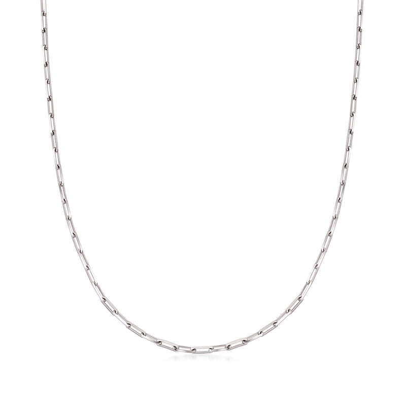 Sterling silver paper-clip link necklace chain with oval bar links