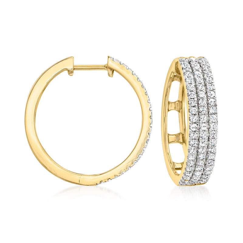 14kt yellow gold diamond hoop earrings