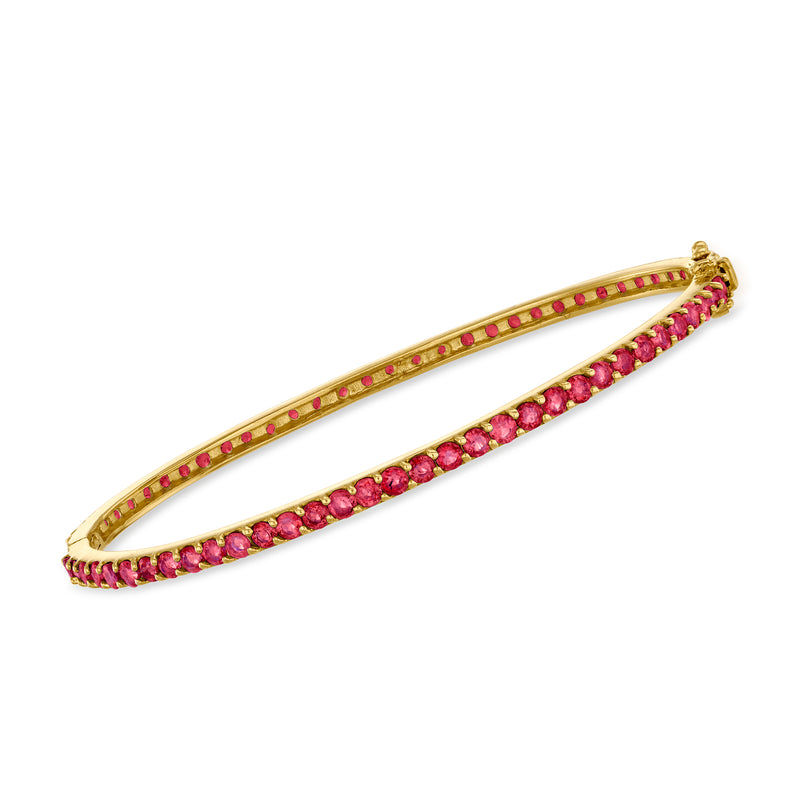 18kt gold over sterling ruby eternity bangle with row of round red stones