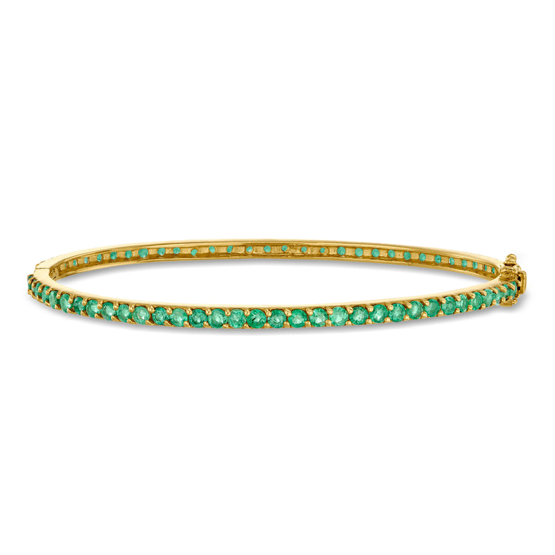 Emerald eternity bangle bracelet in gold over sterling with pavé-set green stones