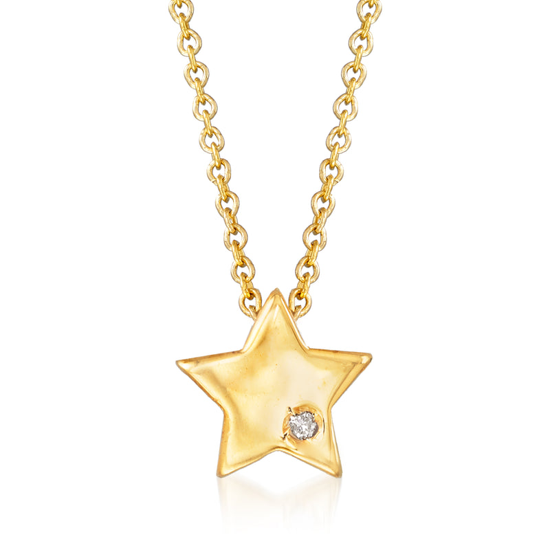 14kt yellow gold diamond star pendant necklace