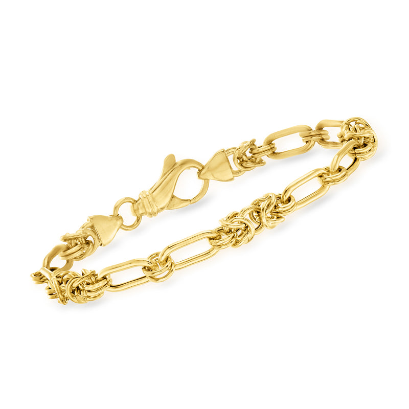 Gold over sterling paper clip link byzantine bracelet with clasp