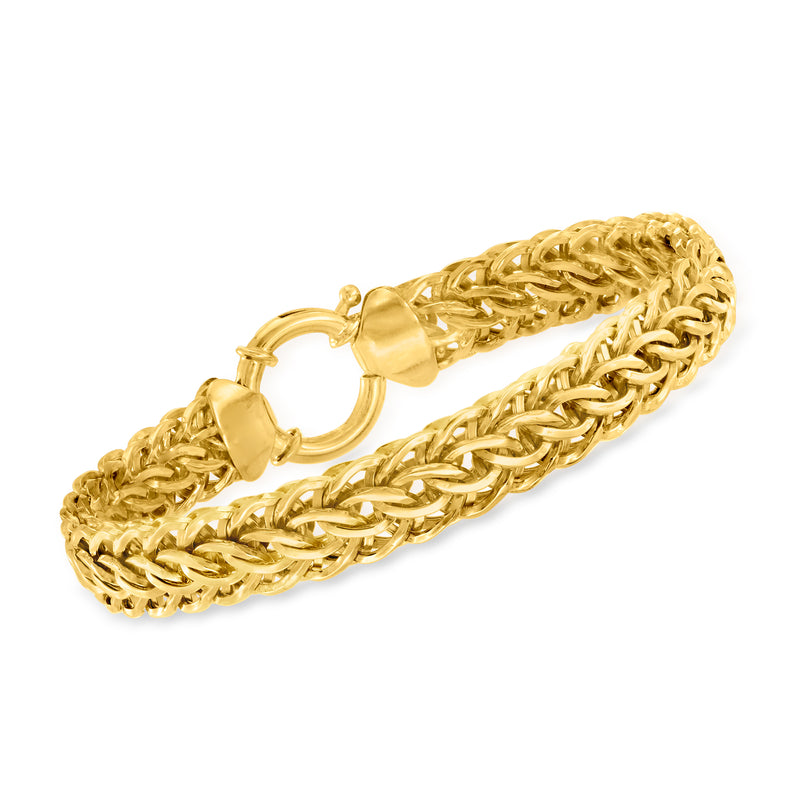 18kt gold over sterling woven-link bracelet with round toggle clasp