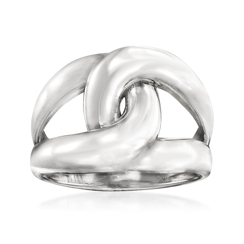 Sterling silver interlocking loop ring with polished oval loops