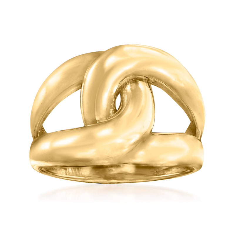 Gold over sterling interlocking loop ring with polished oval loops
