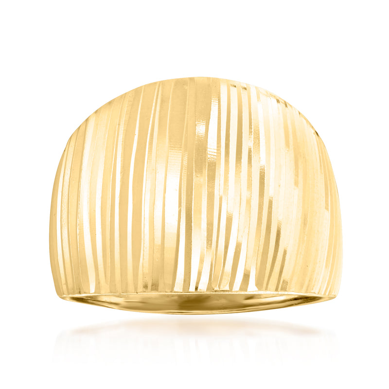 Gold-over-sterling dome ring with vertical stripe texture, 18kt gold finish