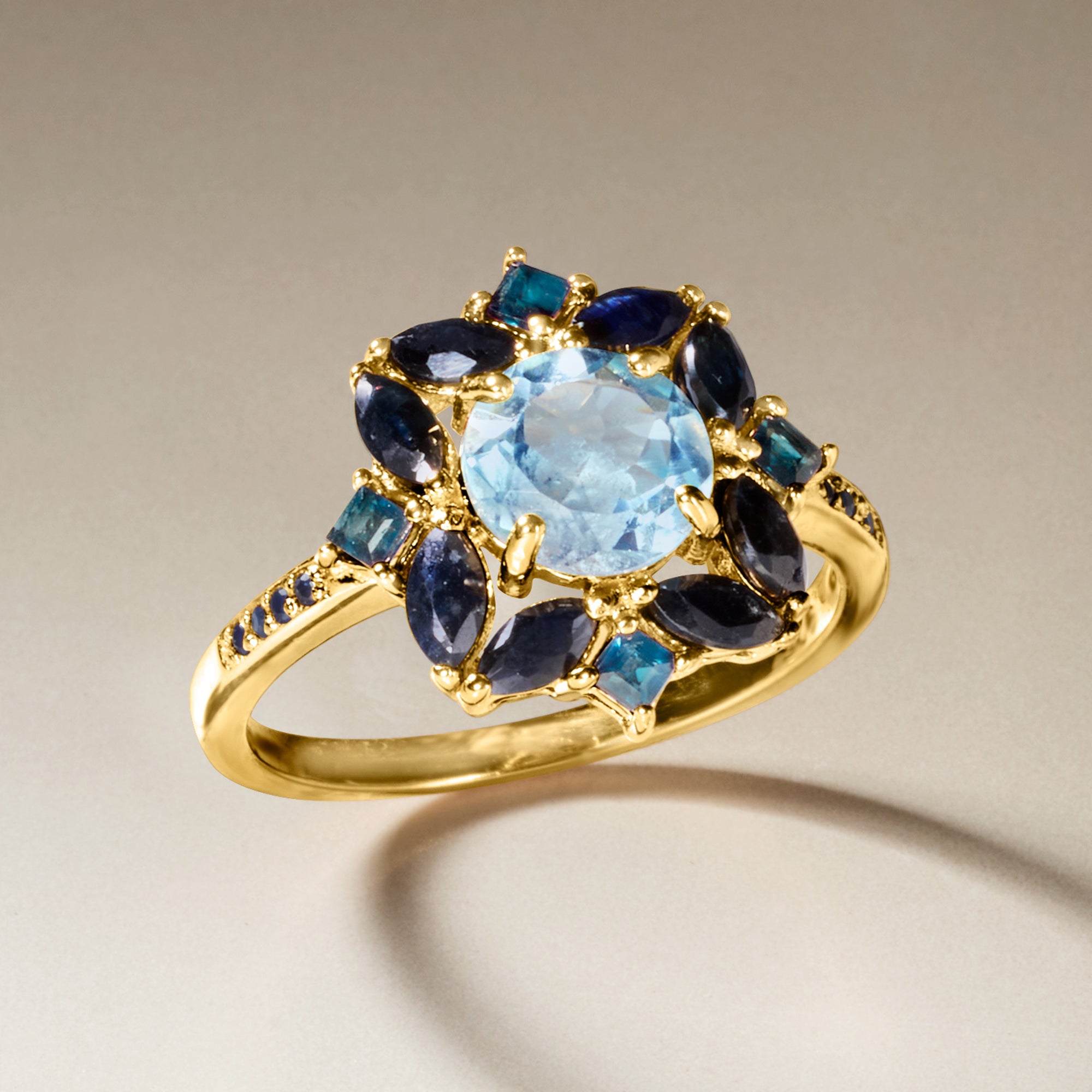 1.50 Carat Sky Blue Topaz, .68 ct. t.w. Sapphire and .30 ct. t.w. Lond