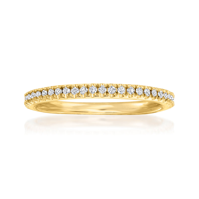 14kt yellow gold diamond pave wedding band with sparkling round diamonds