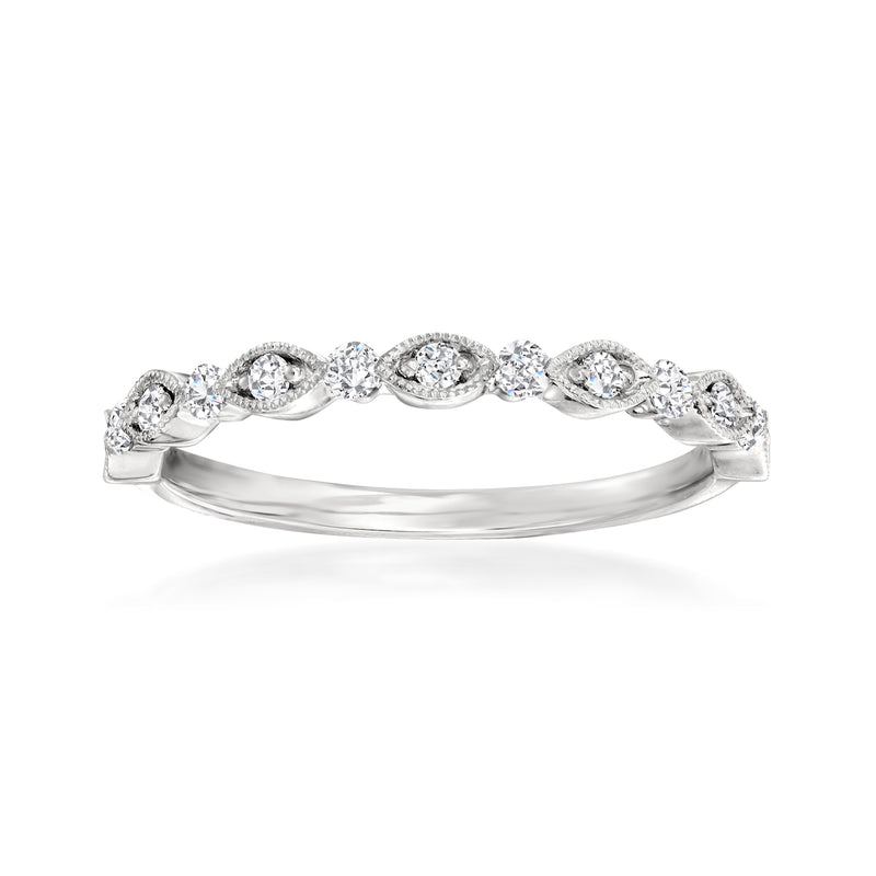 Henri Daussi diamond wedding ring in 14kt white gold with oval and round diamonds