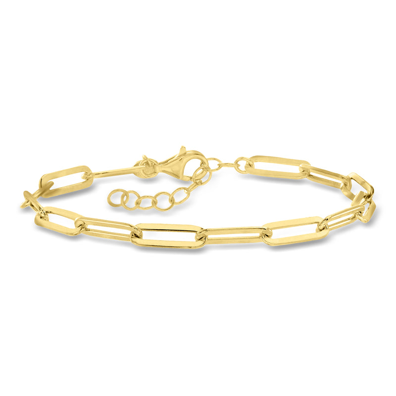 Gold over sterling paper clip link bracelet with oval chain links and clasp