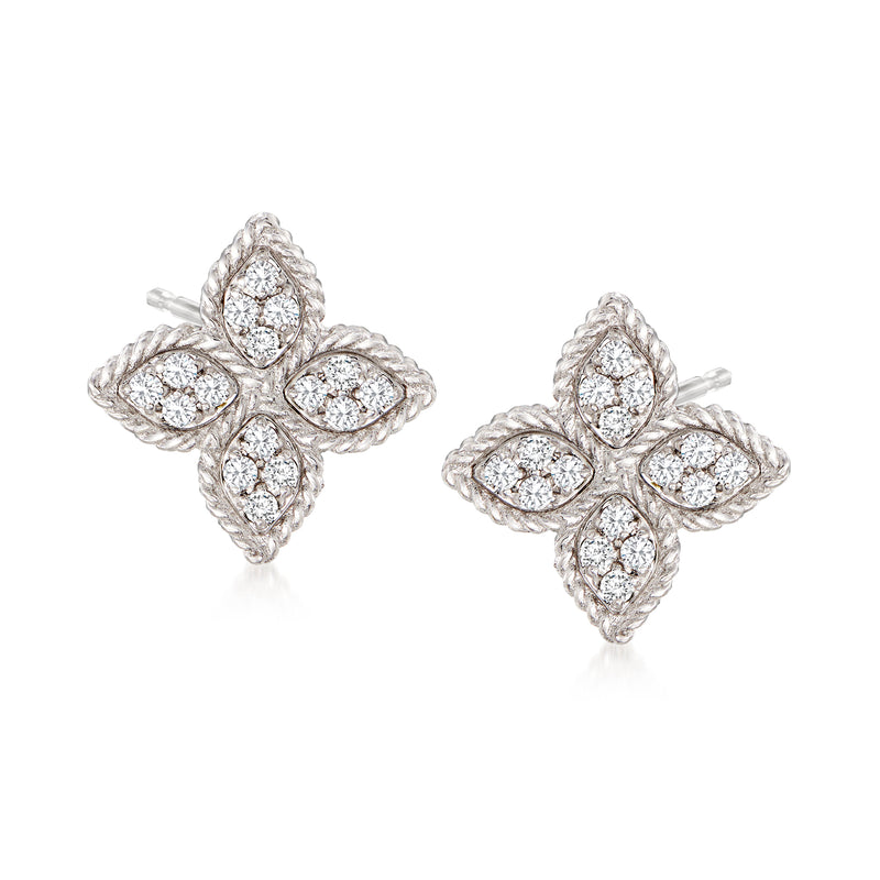 Roberto Coin Princess Flower diamond flower stud earrings in 18kt white gold