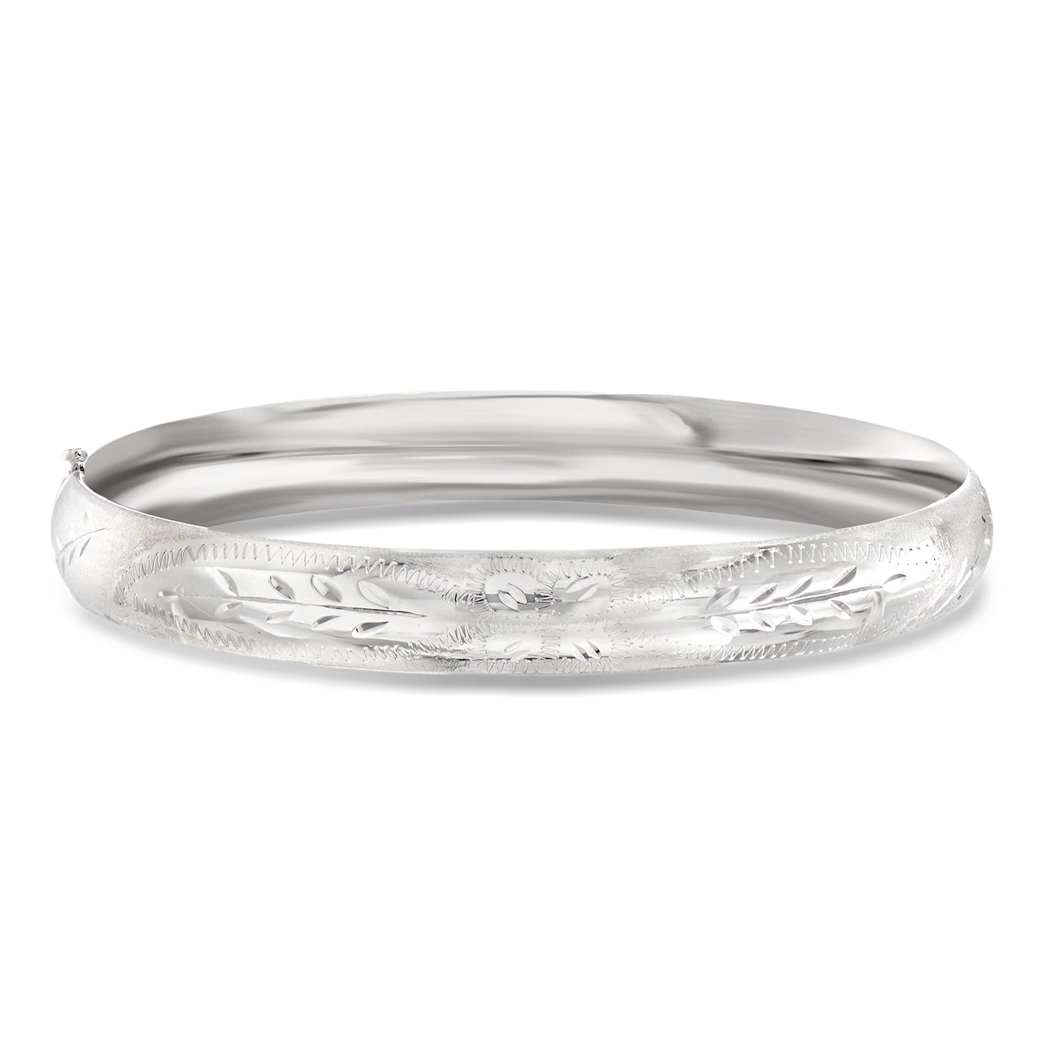 14kt White Gold Floral Bangle Bracelet