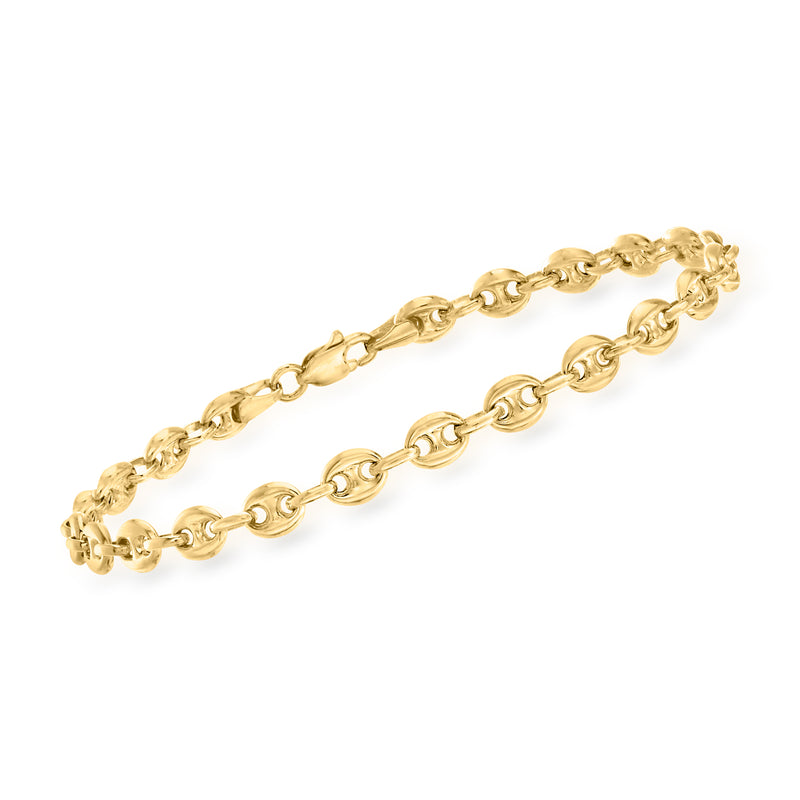 14kt yellow gold marine-link bracelet with round and oval interlocking links