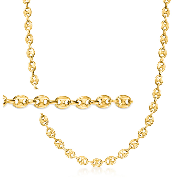 Yellow gold mariner-link chain necklace with oval links