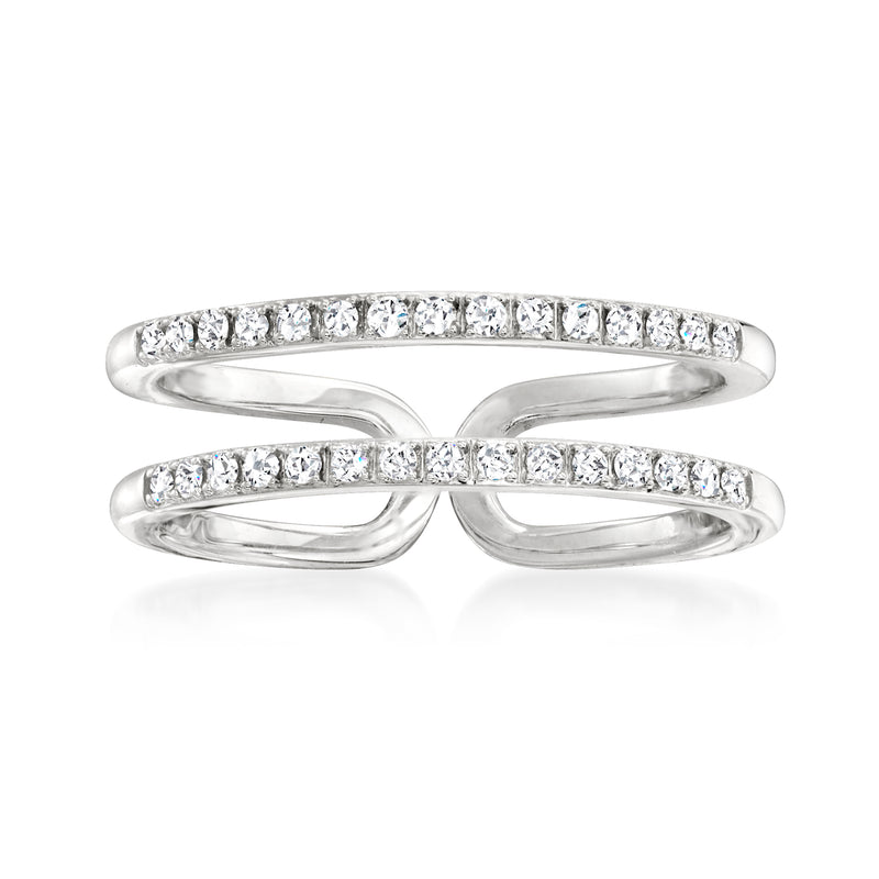 Diamond two-row open-space ring in 14kt white gold