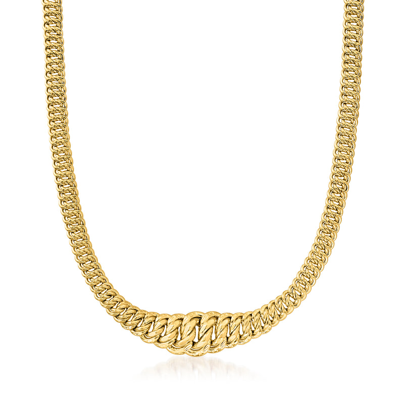 Yellow gold graduated link chain necklace