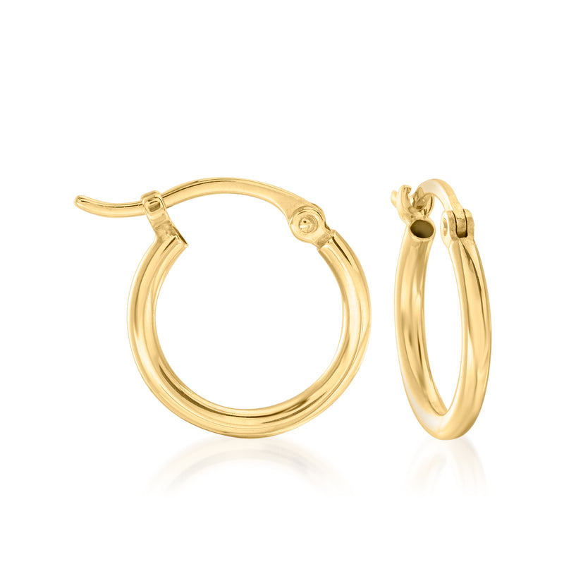 14kt yellow gold hoop earrings with white baroque pearl dangles