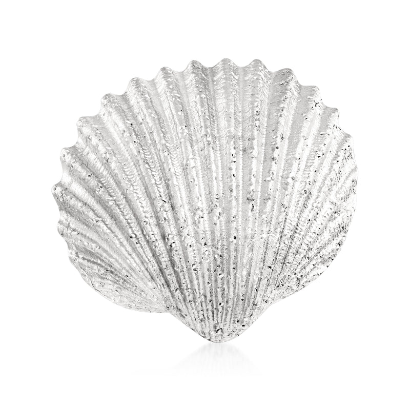 Sterling silver seashell ring with textured sparkle shell design