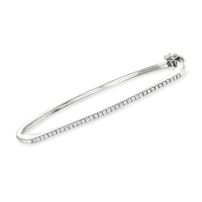 Sterling silver diamond bar bangle bracelet
