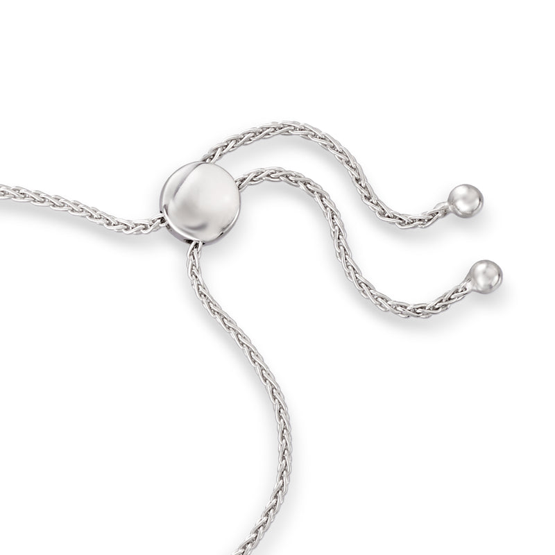 Sterling silver bolo bracelet with round slider and twin chain ends