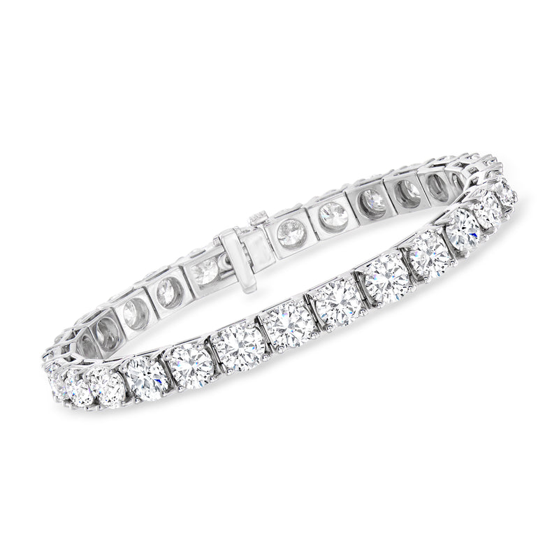 14kt white gold diamond tennis bracelet with channel-set round-cut stones