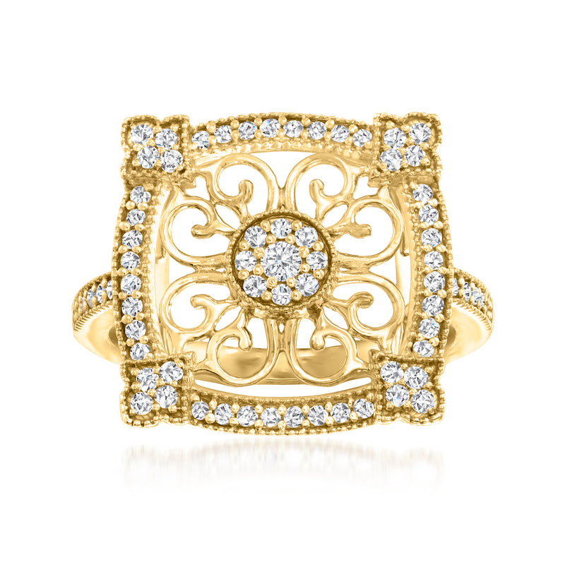 18kt gold over sterling vintage square cluster ring with round sparkle stones