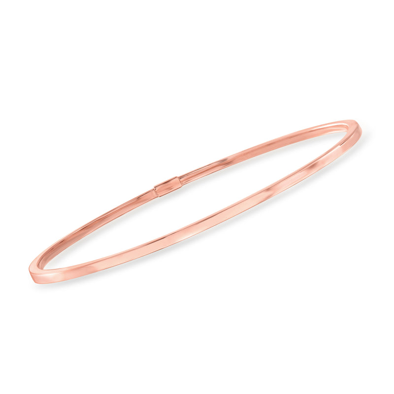 14kt rose gold bangle bracelet with rectangular clasp detail