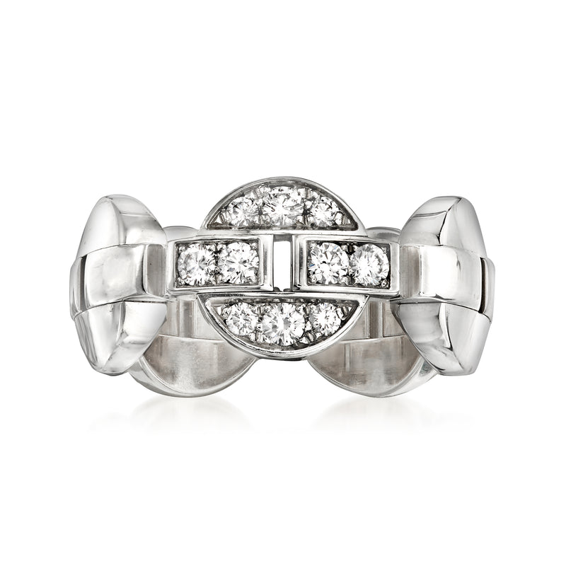 Cartier diamond link ring in 18kt white gold with three arched diamond rows