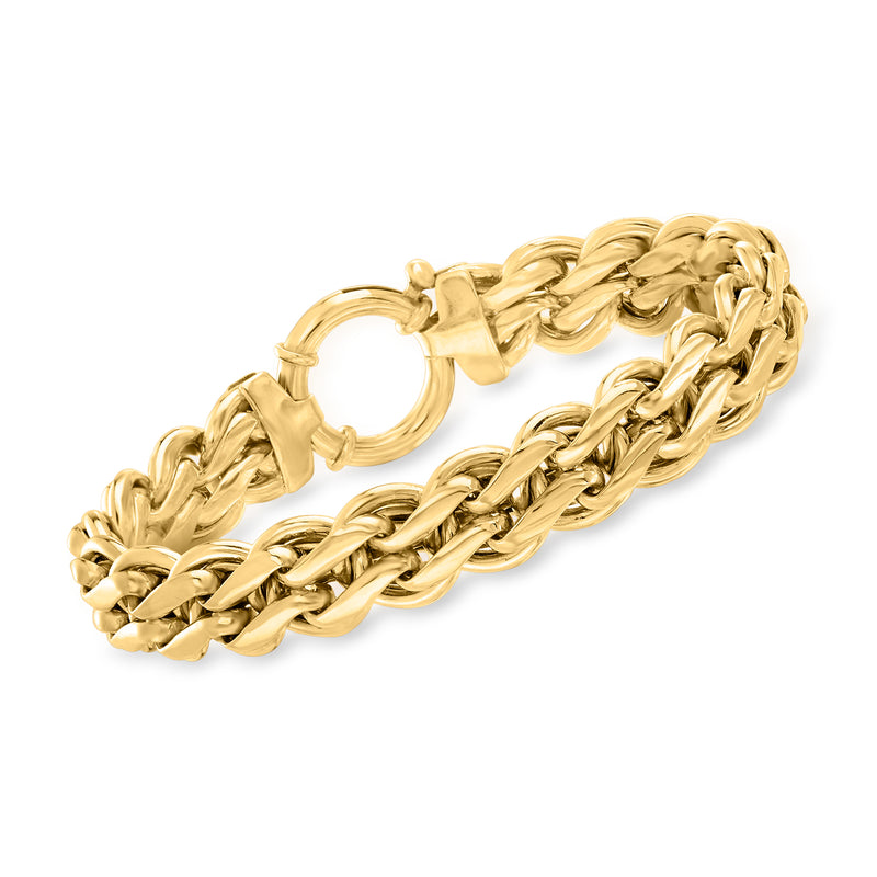 Gold-tone chunky oval-link bracelet with interlocking chain links