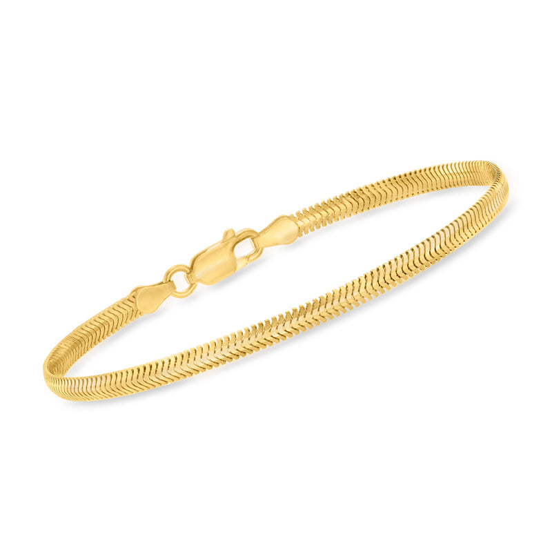 Gold-tone flat snake chain bracelet with secure clasp
