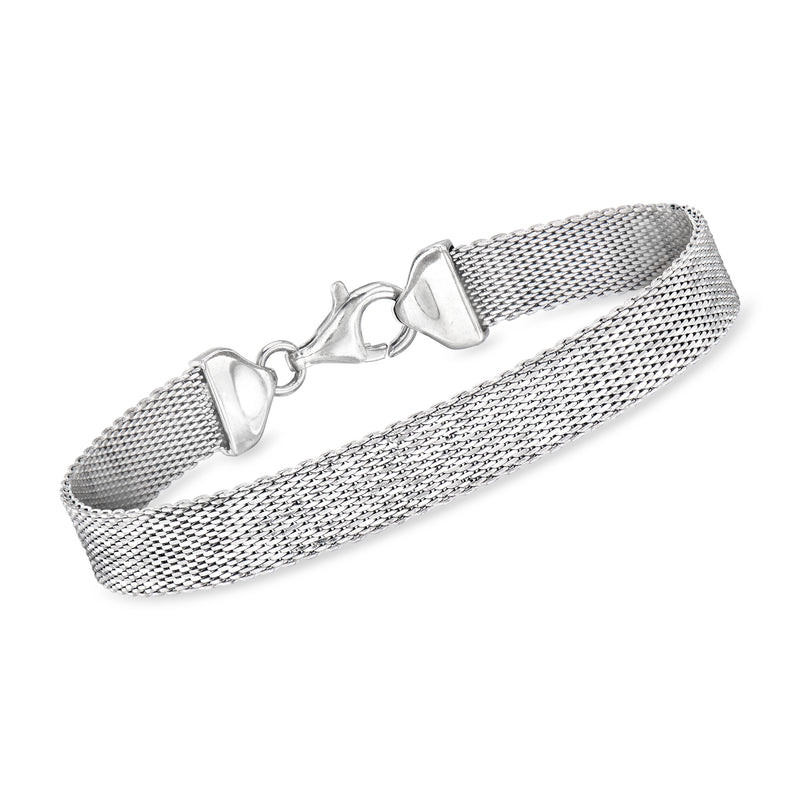 Sterling silver mesh bracelet with hinged clasp and snap close