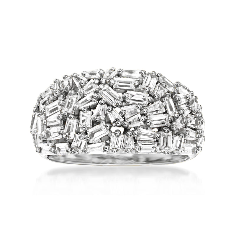 Sterling silver CZ ring with baguette-cut stones