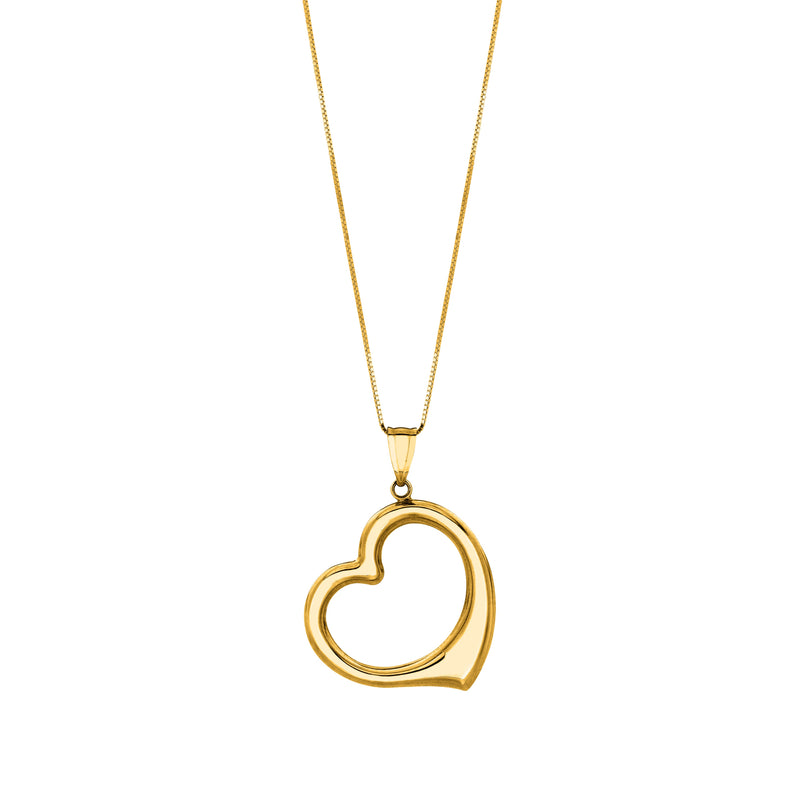 14kt yellow gold open-space heart pendant necklace
